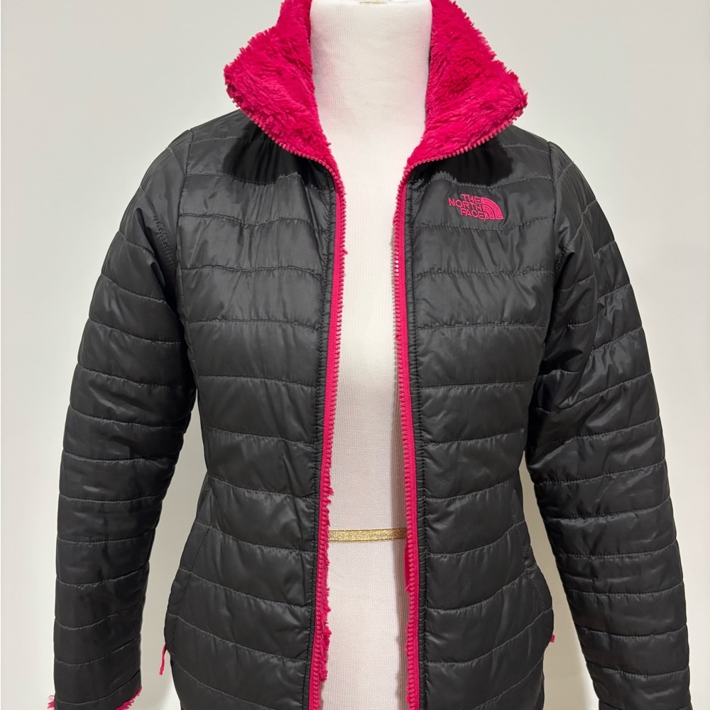 The North Face Girl’s Youth Reversible Black and Pink Fleece Jacket